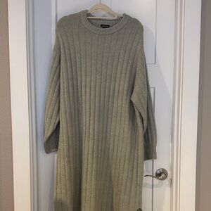 Boohoo Plus Ribbed Knit Dress - Olive